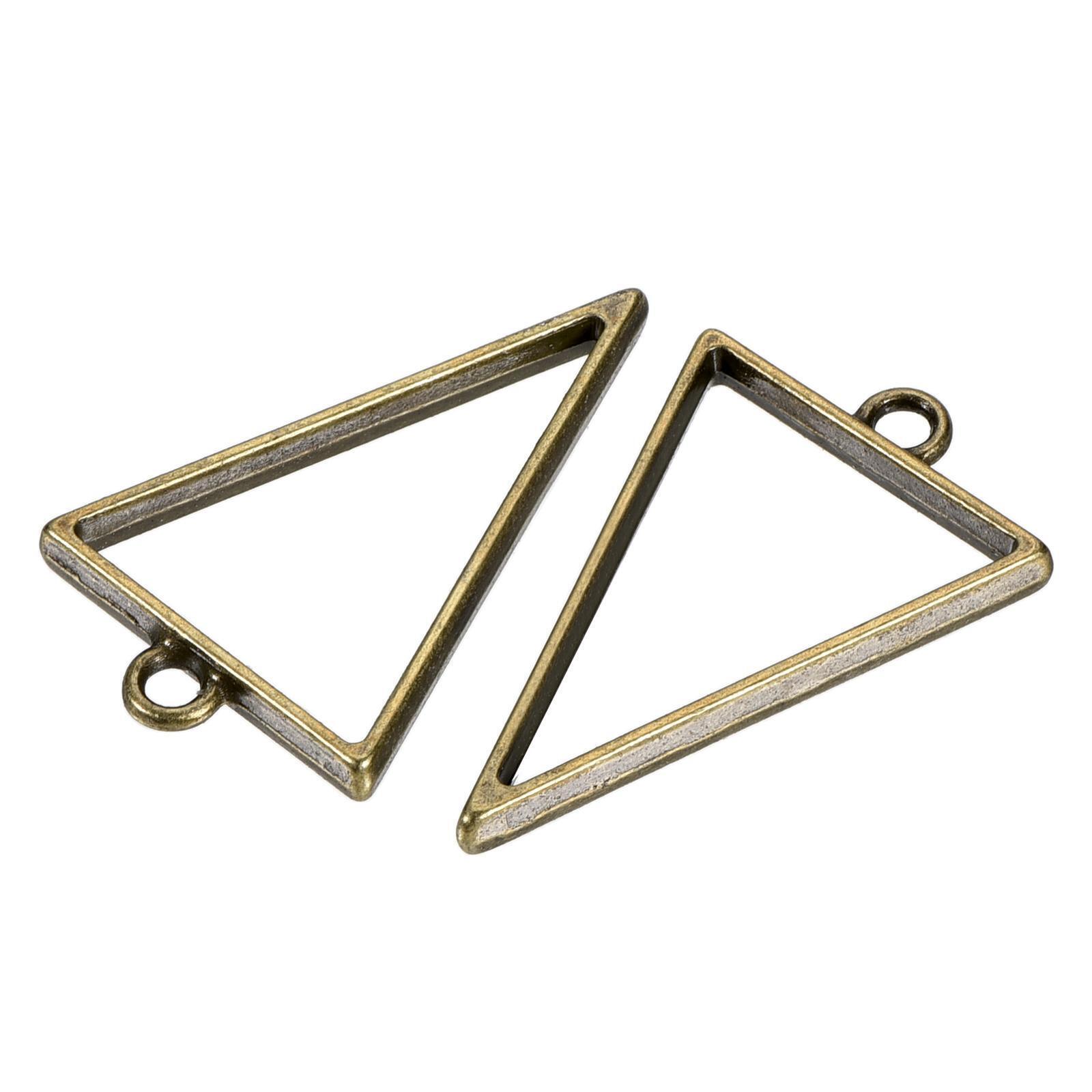 10pcs Resin Pendants Frames Triangle Alloy Hollow Charms For Diy Bronze