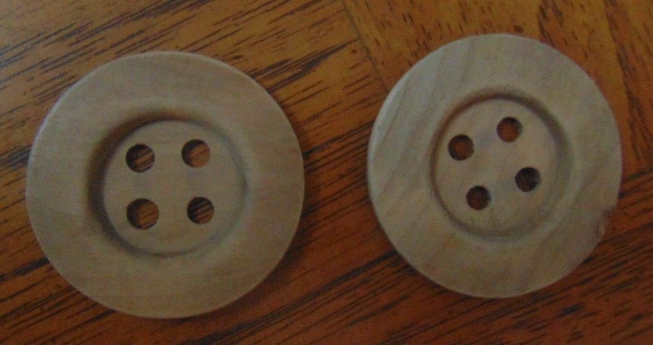 Vintage 2 Wooden Buttons-2" Diameter-craft-sweater-coat-pillow-ottoman-furniture