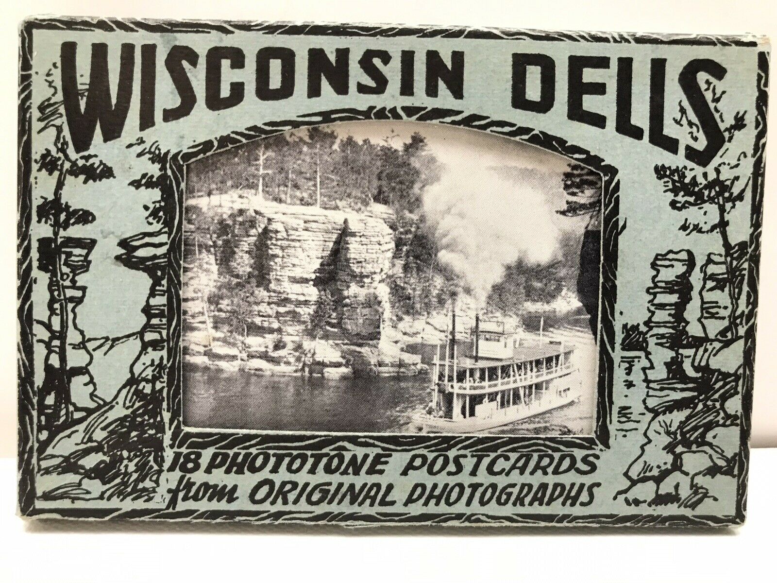 Vintage Wisconsin Dells Souvenir Phototone Postcards Pack Unused 18 Cards