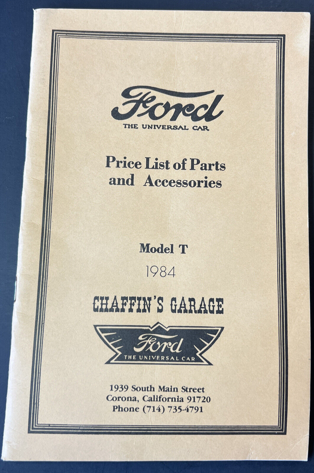 Ford Price List Of Body Parts Model T Ford Motor Company  1984 Tan