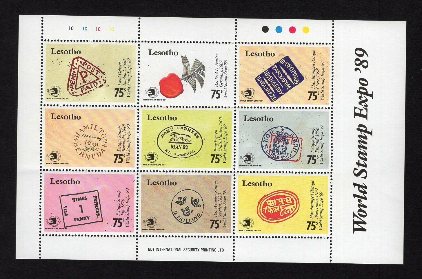 Lesotho 1989 Mini-sheet Of Stamps Mi#801-809 Mnh Cv=7€