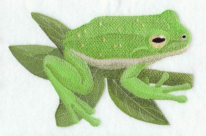 Large Embroidered Zippered Tote - Green Tree Frog D1788
