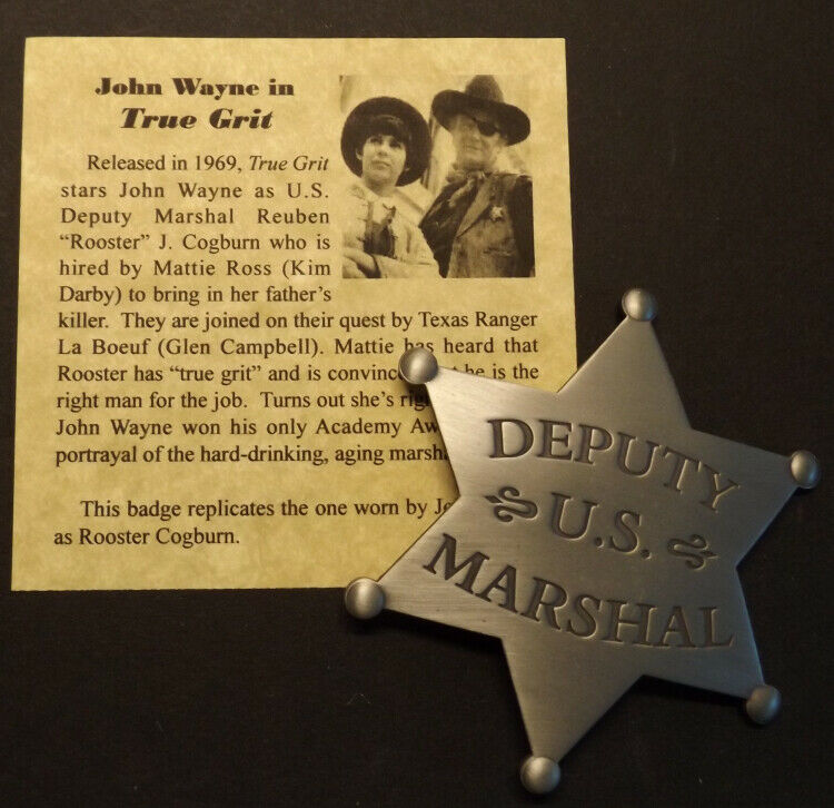 Deputy Us Marshal Badge, Silver, Old West, John Wayne, True Grit, Western