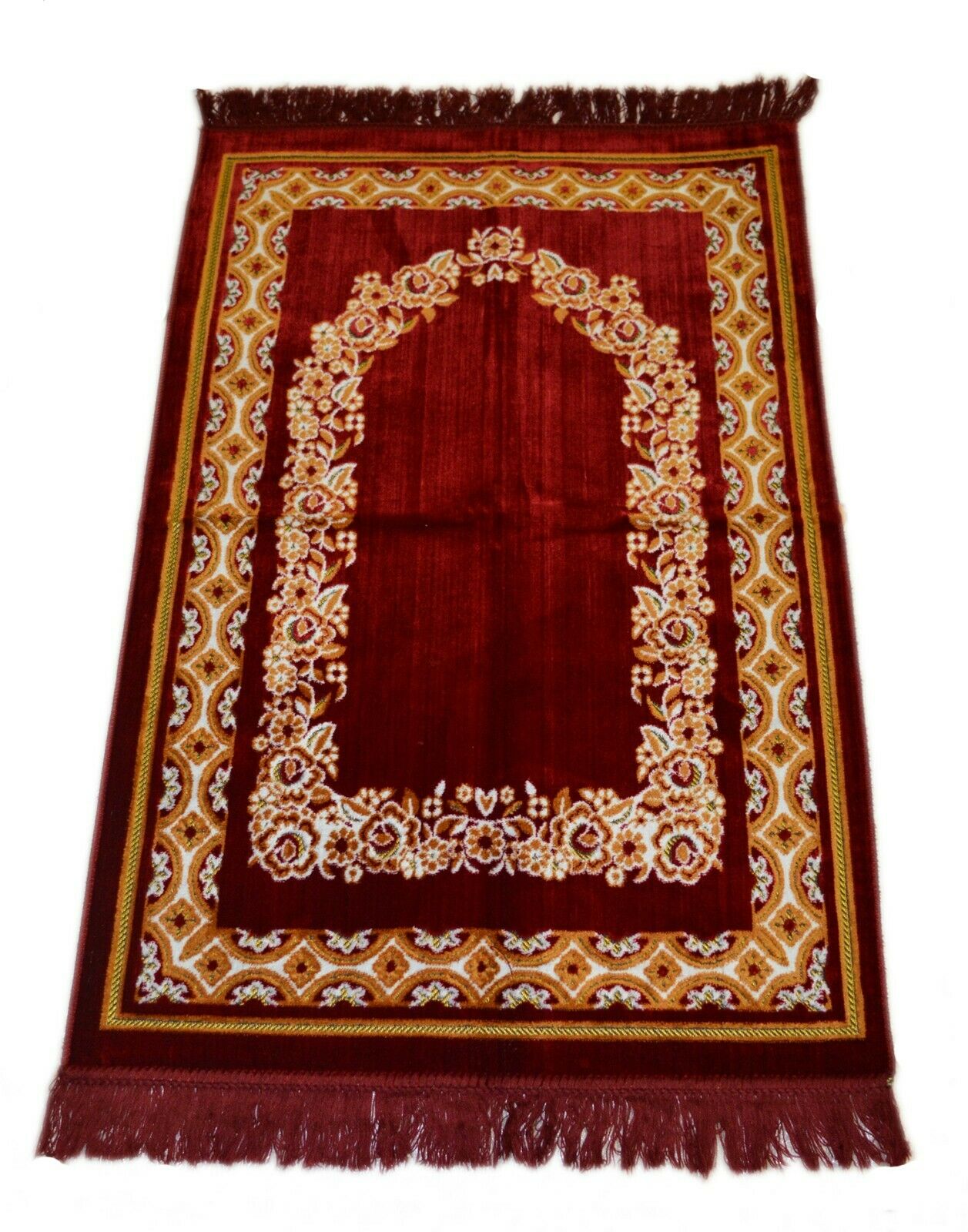 Prayer Rug Carpet Islamic Muslim Salah Meditation Mat Turkish Plush Portable Red
