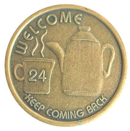 Coffee Pot Antique Bronze Alcoholics Anonymous Aa Coin Recovery Token Chip