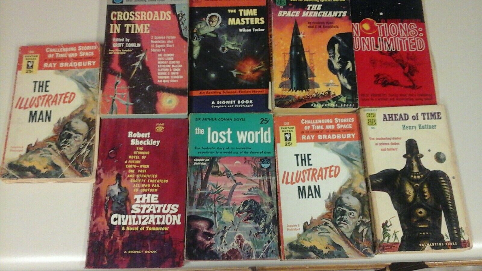 Lot Of 9.   Vintage Science Fiction Books.   For Artwork Only