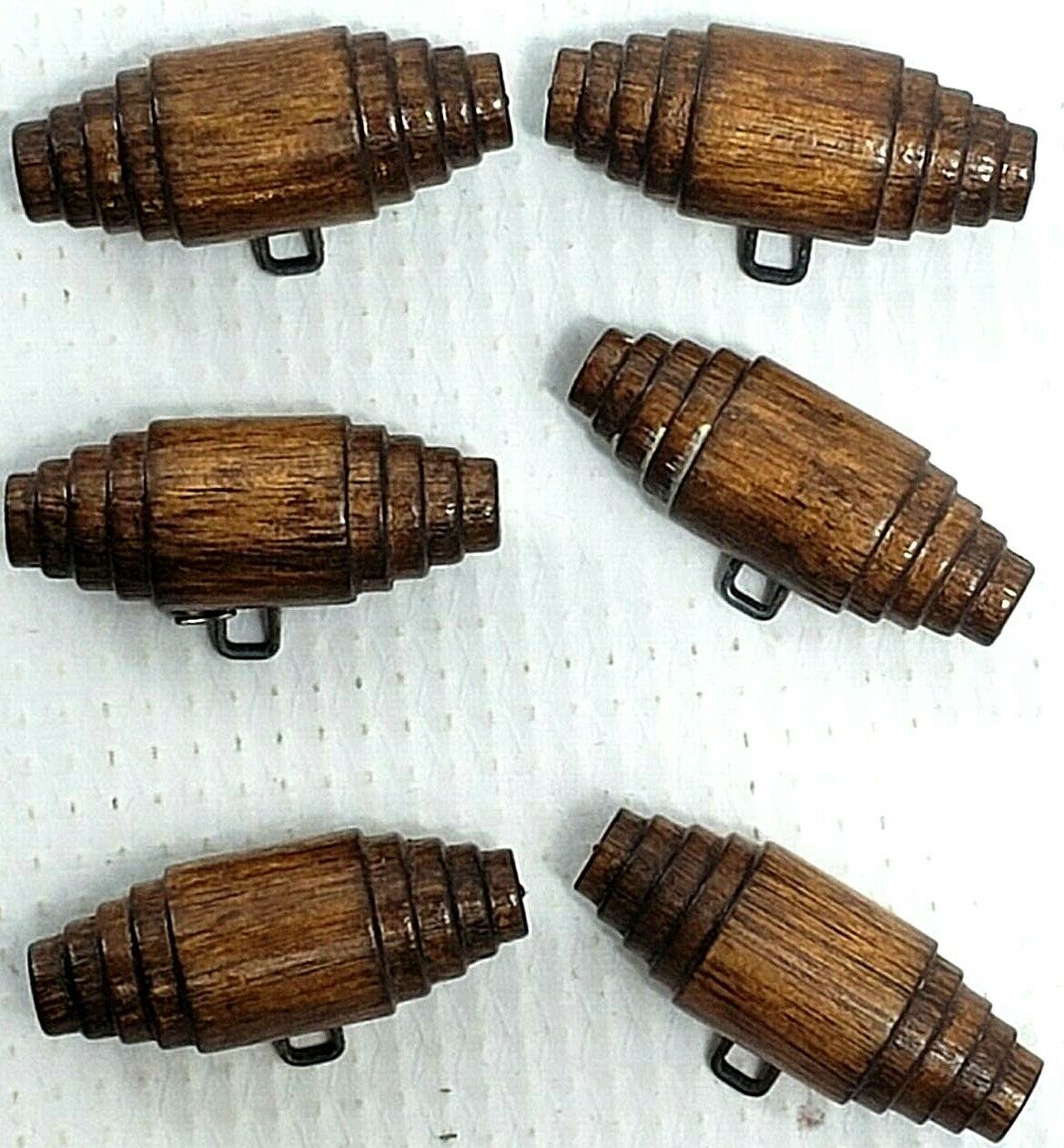 Vintage Lot Of 6 Wood Toggle Buttons Wooden Wire Shank Coat Jacket