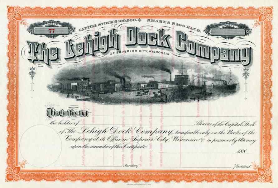 188_ Lehigh Dock Co Stock Certificate