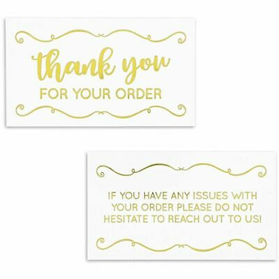 200x Thank You For Your Order Purchase Cards Notes Notecards Gold Foil 3.5 X 2"