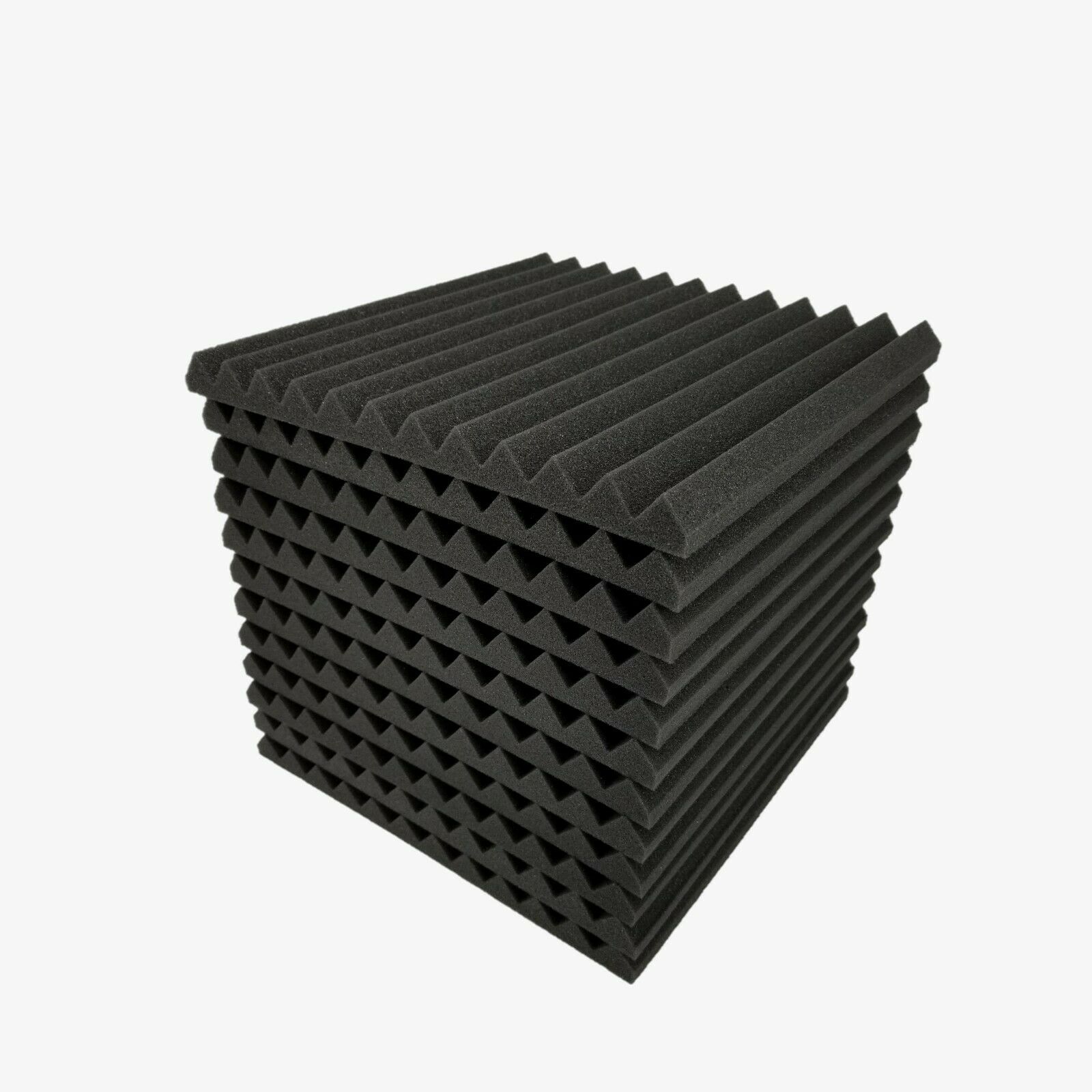 12 Pcs 12"x12"x1" Acoustic Foam Black Panel Tiles Wall Record Studio Sound Proof