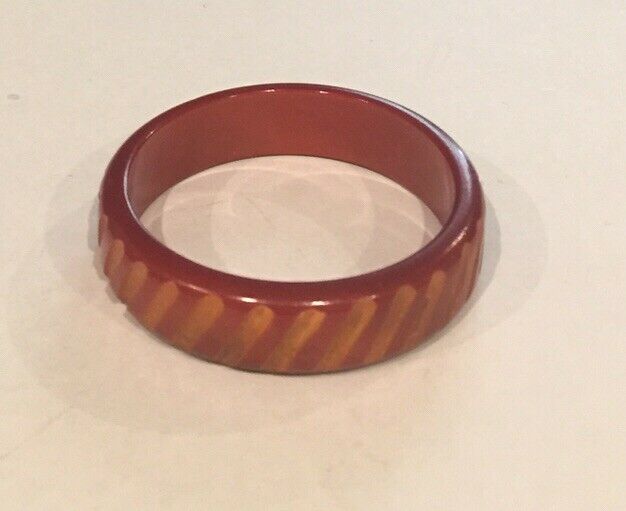 Overdyed Carved Rust Bakelite Bangle Bracelet