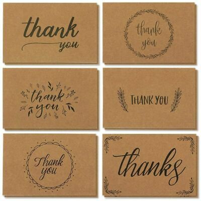 36 Pcs Thank You Cards Bulk Set, Kraft Paper Handwritten Style With Envelopes