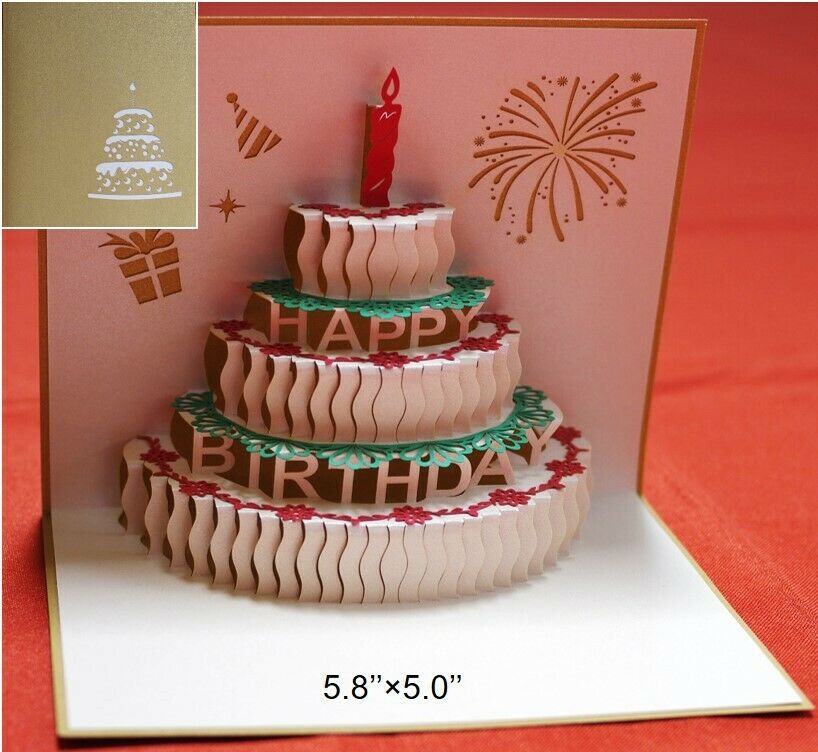 3d Pop Up Greeting Card Happy Birthday Cake Free Shipping Usa