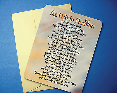 "as I Sit In Heaven" - Memorial Poem - Greeting Card - Blank Inside - Sku# 713