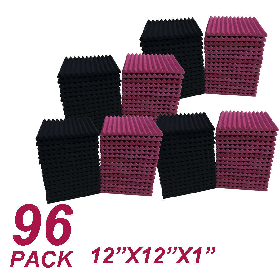 Usa 96 Pack 12"x12"x1" Acoustic Foam Panel Wedge Studio Soundproofing Wall Tiles