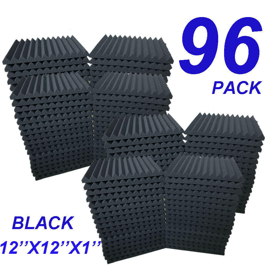 96 Pack 12"x12"x1" Acoustic Foam Panel Wedge Studio Soundproofing Wall Tiles-usa