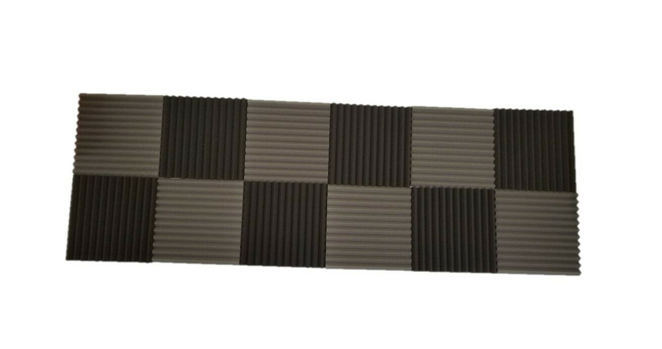 12 Pcs Black And Gray Acoustic Foam Panel Tile Wall Studio Sound Proof 12x12x1