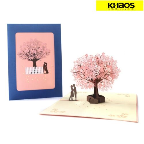 New 3d Pop Up Love Greeting Card Valentine Wedding Birthday Cherry Blossom Lover