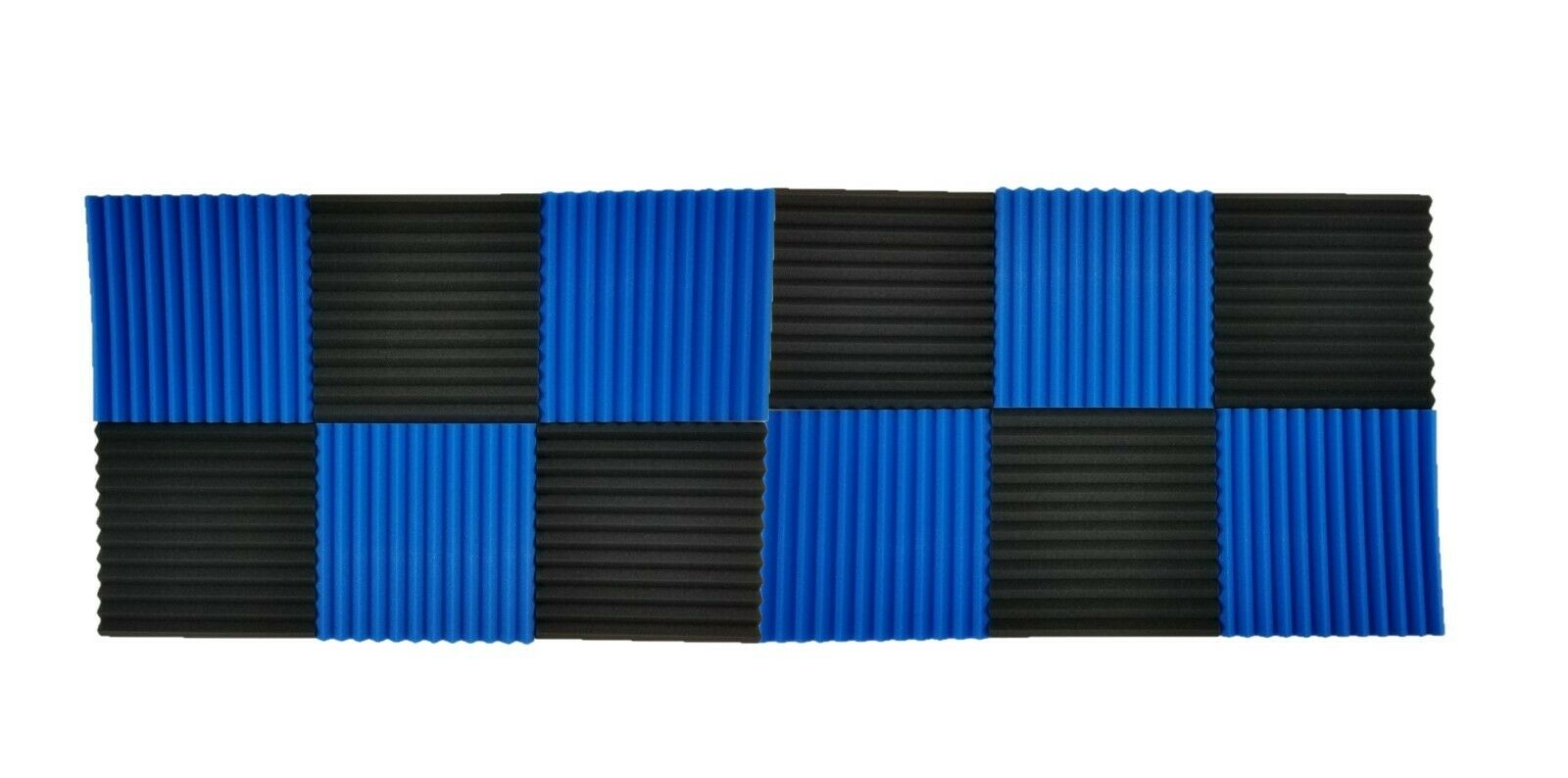 12 Pcs Black And Blue Acoustic Foam Panel Tile Wall Studio Sound Proof 12x12x1