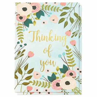 48-pack Thinking Of You Note Cards Bulk Box Set Flower Design Gold Foil Print